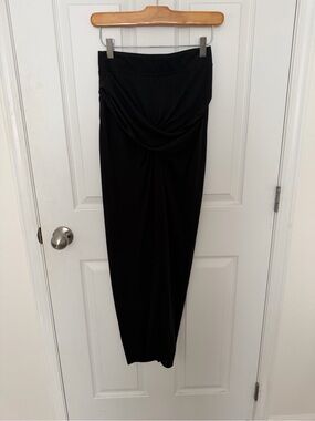 Dynamite Black Draped Maxi Skirt with slit